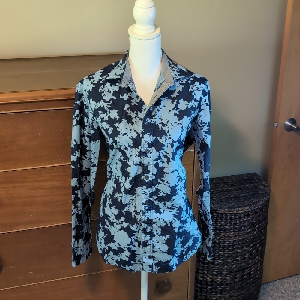 MICHAEL KORS Classic Fit Long Sleeve NAVY TROPICS Button Down
